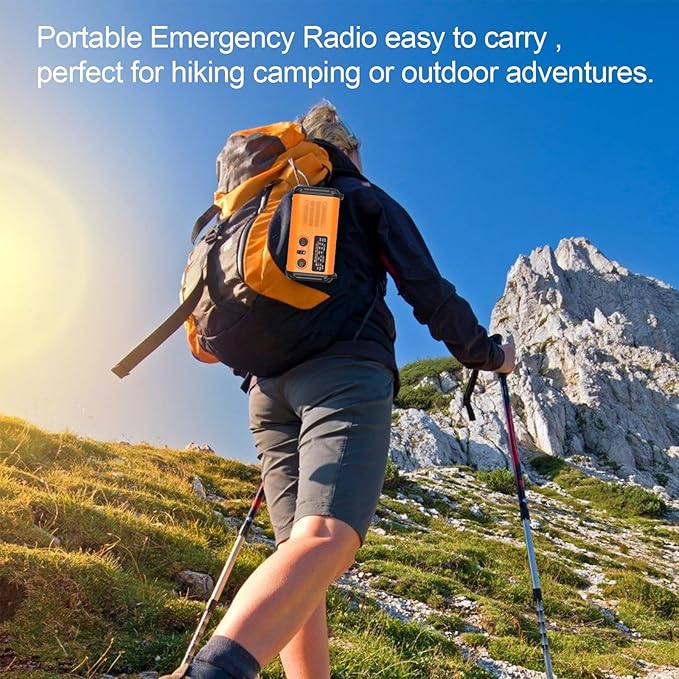 20000mAh Emergency Radio, Hand Crank Radio with NOAA AM FM, Solar Powered & USB Charging, Flashlight, Reading Lamp, Headphone Jack, SOS & Compass, Perfect for Christmas Gifts Outdoor Camping