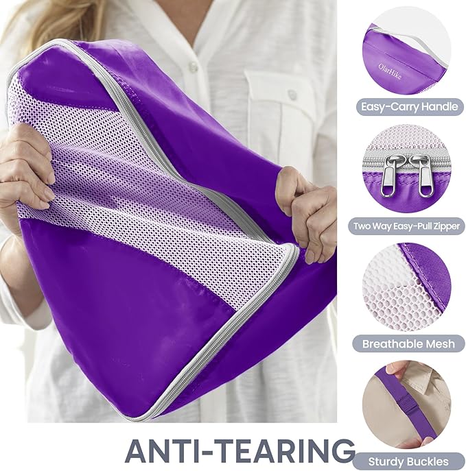 ALL INCLUDED 10 Set Durable Packing Cubes for Suitcases,OlarHike Essentials for Travel,UPGRADED Anti-Tear Stitching, NEW Improved Luggage Packing Organizers for Travel Accessories (Lavender)