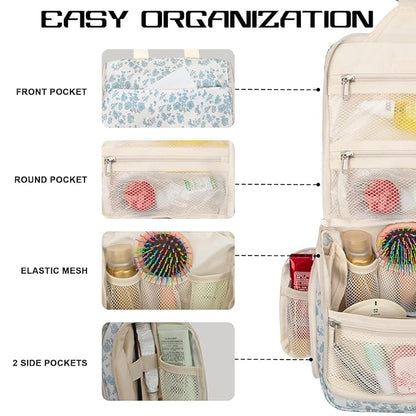 Goloni 10-Compartment Hanging Travel Toiletry Bag for Men & Women - Large Makeup & Toiletries Organizer with Smooth Zippers,XXL Swivel Metal Hook - Perfect for Travel, Camping, and Daily Use