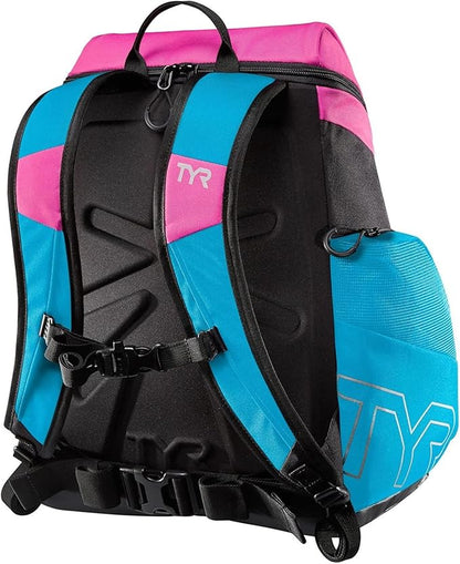TYR Alliance Backpack, 30L Capacity, Wet and Dry Compartments, Team Colors
