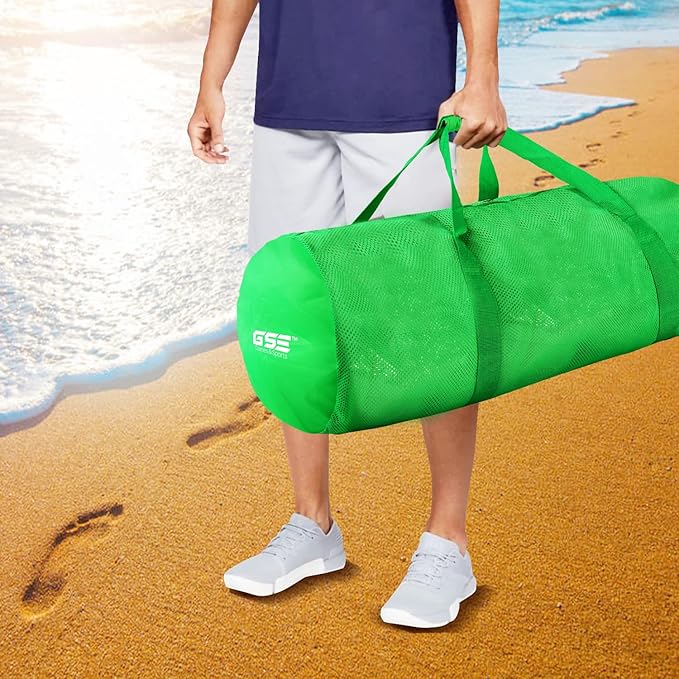 Green Heavy-Duty Large Mesh Sports Duffle Bag, Dry Bag, Diving Equipment Scuba Bag with Zipper. Great for Gym Workout, Sport Balls Storage, Scuba Gear, Snorkeling, Water Sports and Travel