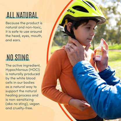 Active Skin Repair Kids First Aid Spray - Non-Toxic & Natural Kids Antiseptic Formula for Minor Cuts, Wounds, Scrapes, Rashes, Sunburns, and Other Skin Irritations (3oz Spray)