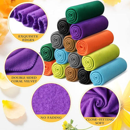 Kinlop Fleece Blanket Bulk 60 x 50 Inch Soft Lightweight Fleece Cozy Blanket Warm Throw Plush Pet Throw for Bed Couch Sofa Home Office Wedding Gifts Travel Camping(Fresh Color,40 Packs)