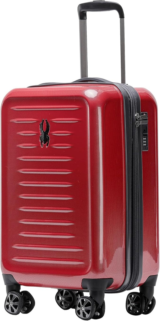 Spyder Rails Expandable Hardside Upright Suitcase with 360° Spinner Wheels, TSA Approved Lock (Red, Carry-On)