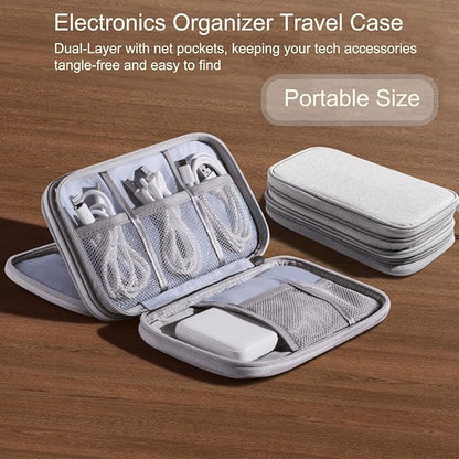 Travel Cable Organizer Tech Pouch: Portable Double Layers Cord Organizer Bag, Waterproof Travel Case Storage Bag for Cord, Charger, Earphone, USB Disk, Electronic Accessories, Travel Essentials
