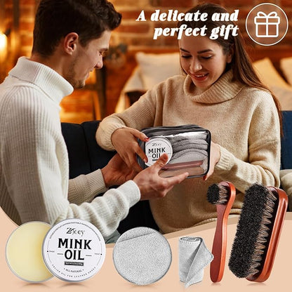 8 Pcs Mink Oil for Leather Shoes Boots 3.5 oz Leather Conditioner and Cleaner with Travel Bag Soften for Boots and Shoes Care(Style A)