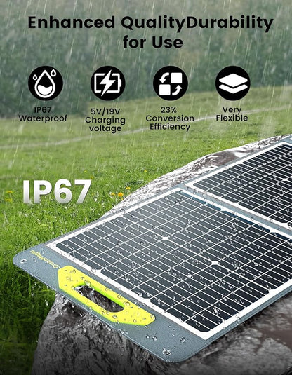 200W Portable Solar Panel, Greenmagic 200W Foldable Solar Panel Lightweight with Kickstands for Home, Camping, Boat, Shed Farm Camping RV Solar Generator, 23% High Efficiency