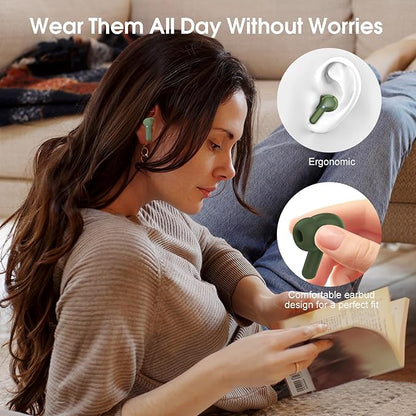 Wireless Earbuds, Bluetooth 5.4 Headphones HiFi Stereo, Bluetooth Earbuds with ENC Noise Cancelling Mic, IP7 Waterproof in Ear Earphones, 48H, LED Display Ear buds for Pad Phones Workout Sports, Green