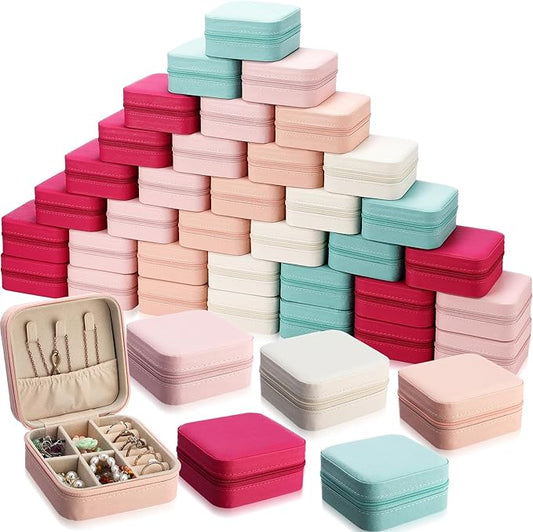 Batiyeer 50 Pcs Small Jewelry Travel Case Bulk Mini Jewelry Box Wedding Bridesmaid Proposal Return Gift for Pooja(Macaron Color)