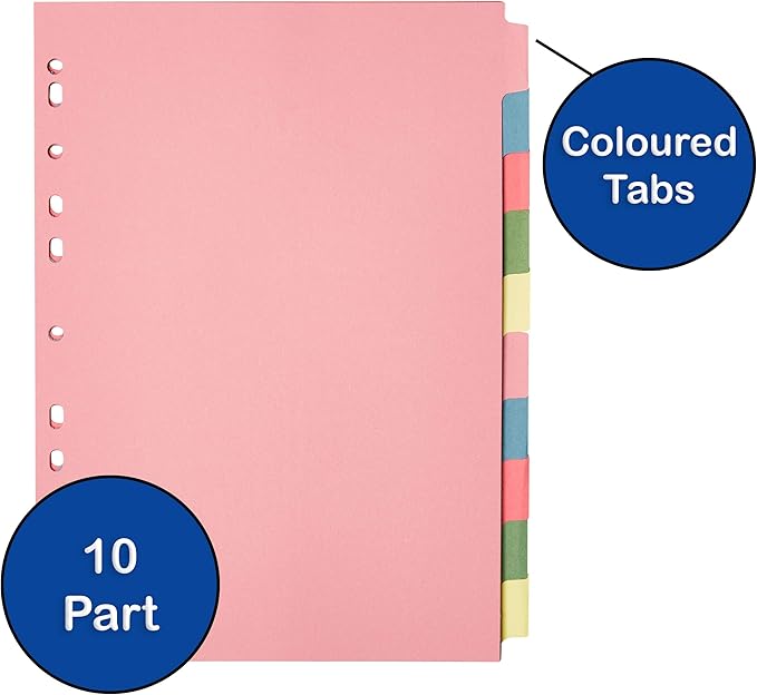 10 Tab Dividers for 3 Ring Binder – 10 Dividers Set with Tabs, Perfect for Organizing Documents, Binder Tab Dividers for Easy Filing (10 Pack)
