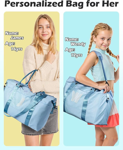 Essentials for Teen Girls, 6 7 8 9 10 Year Old Girl Gifts-Girls Girly Stuff Travel Duffel Bags, Dance Gift Sports Bag, Personalized Weekender Bags Overnight Bag, Girl Must Haves (Letter A)