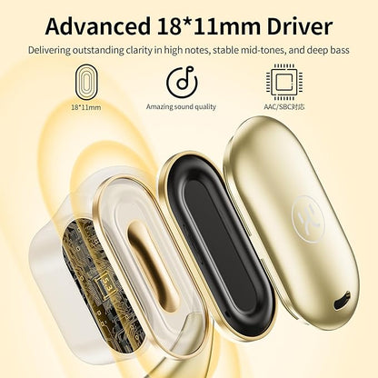 Kinglucky Open-Ear Headphones Wireless Earbuds with Dual Mics ENC Noise Cancelling Headset with LED Display Case, Fast Charging, Bluetooth Headphones for Running/Cycling/Driving