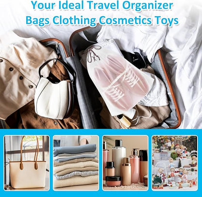 150 Pack Shoe Bags for Travel - 15.7" x 11.7" Large Clear Drawstring Bags - Waterproof Shoe Storage Dust Bags for Packing, Organization, Traveling
