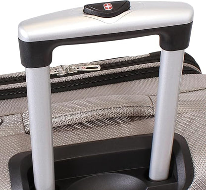 SwissGear Sion Softside Expandable Luggage – Medium Checked Suitcase with 360 Degree Wheels & Retractable Handle – 25 Inch, Perfect for 1-7 Night Trips – Pewter