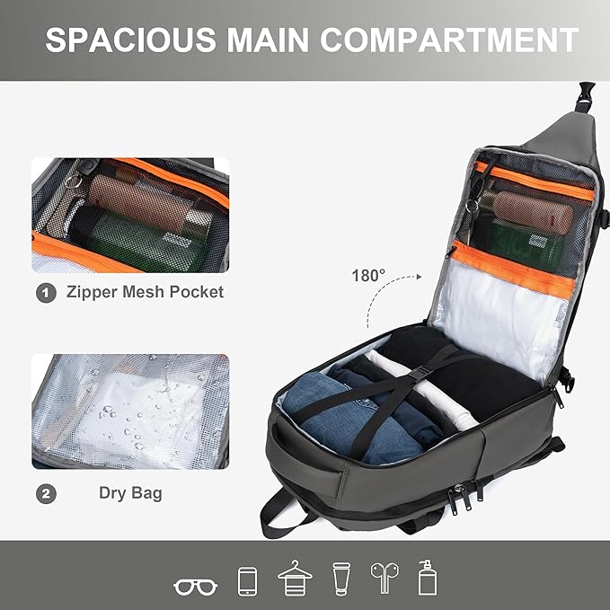 Travel Backpack for Men and Women, Flight-Approved Carry-On Backpack with Laptop Compartment; Large-Capacity Personal Item for Business, Work, School, or Weekend Trips (Gray).
