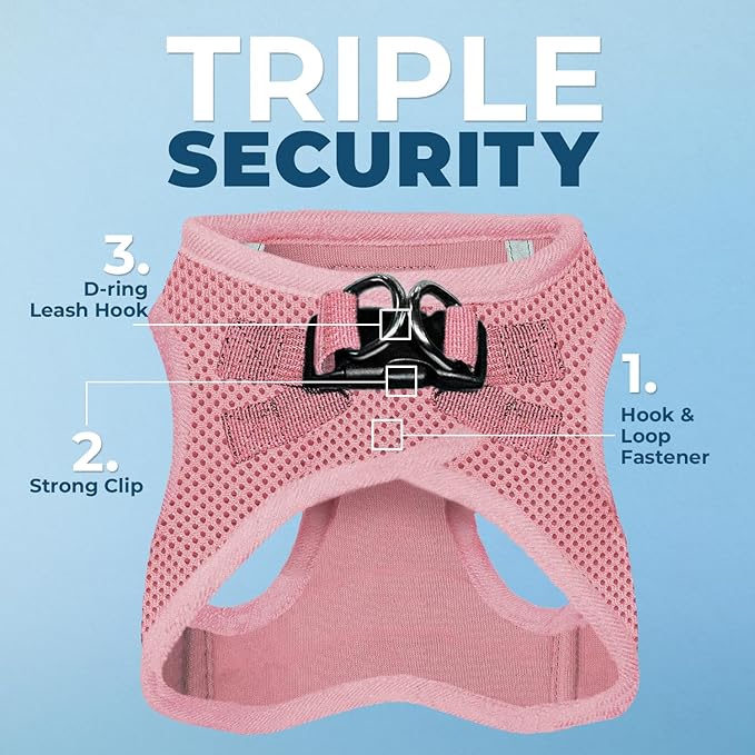 Best Pet Supplies Voyager Step-in Air Harness - All Weather Mesh, Reflective, No Pull Harness for Dogs, Cats - Secure with Hook & Loop Fastener, Buckle, Double D-Rings - Pink, XXXS