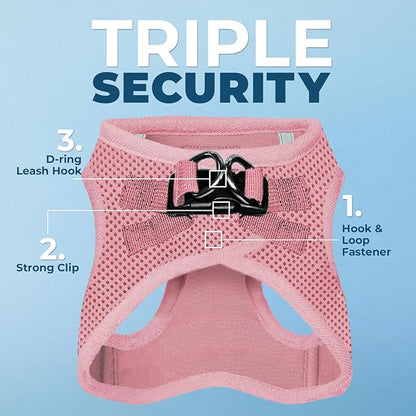 Best Pet Supplies Voyager Step-in Air Harness - All Weather Mesh, Reflective, No Pull Harness for Dogs, Cats - Secure with Hook & Loop Fastener, Buckle, Double D-Rings - Pink, XXS