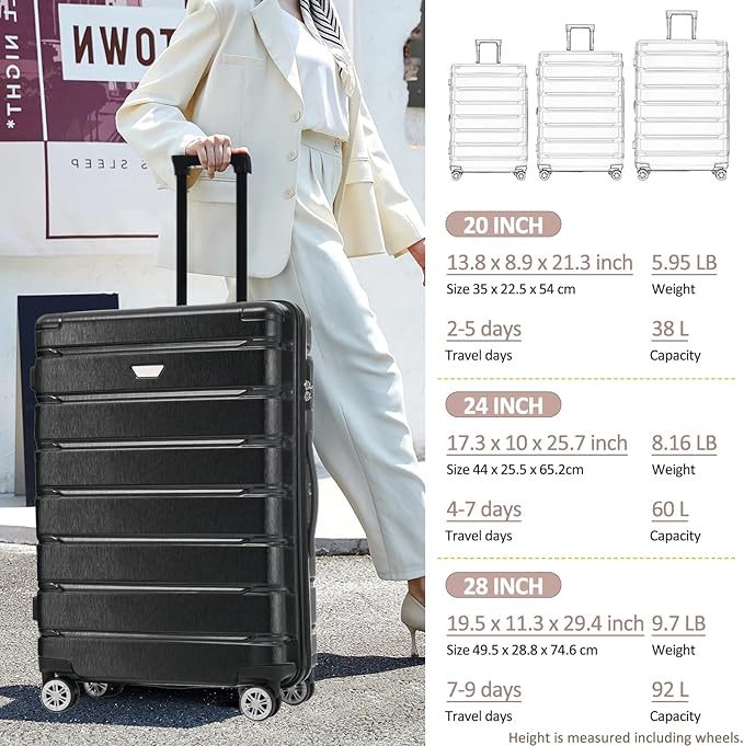 Suitcase Sets Hardshell Luggage Sets ABS Suitcase for Women 3Pc Carry On Luggage