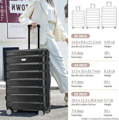 Suitcase Sets Hardshell Luggage Sets ABS Suitcase for Women 3Pc Carry On Luggage