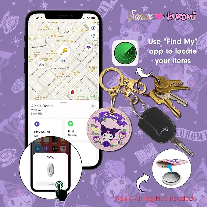 Sonix x Sanrio Keychain Case Compatible with Apple AirTag | Protective Cover Keychain | Hello Kitty & Friends - Floral Kuromi