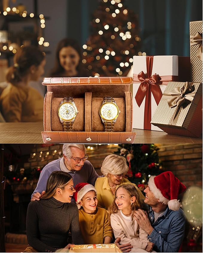 MR.OKAY 2 Watch Travel Case- Classic Leather Watch Case With Superb Texture.(Portable Watch Roll Or Organizer For Storage And Display).Festival Gift For Men, All Handcrafted By Artisans.
