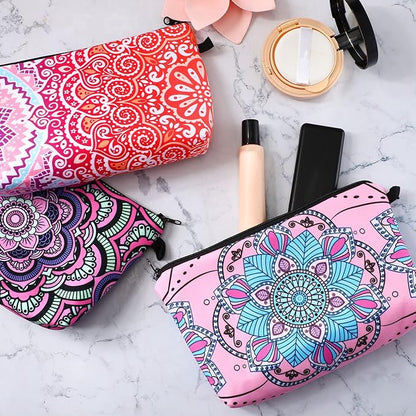 Dunzy 16 Pcs Makeup Bags Bulk Graduation Gift Cosmetic Bag Makeup with Zipper Pouch Waterproof Portable Travel Toiletry for Women Teacher Birthday Thanksgiving Christmas Gifts (Mandala)