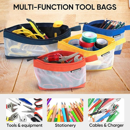 TICONN Tool Pouch, 1680D Oxford Small Tool Bag, Tool Pouches with Zipper, Clear Utility Bag Zipper Pouch for Tool Organizers and Storage (6PK Combo)