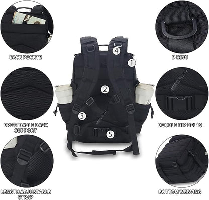 25L Tactical Backpack for Men and Women Small Military Tactical Backpack Heavy Duty Molle Assault Pack Daypack for Hiking Camping Travel Work Gym Outdoors (Black)