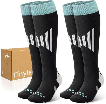 TINYLEMON Wide Calf Compression Socks for Women & Men 15-20 mmHg Cushioned Sole Knee High Support Socks for Long Hours & Daily Wear