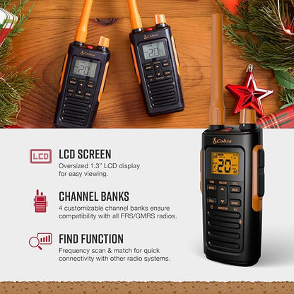 Cobra TrailBlazer 450 GMRS Radio (2-Pack) – IP54 Weather Resistant, 16hr Battery, 2.5W Long Range Walkie Talkies, Large LCD Display, NOAA, Programmable Software, Removable Antenna, Repeater Capable