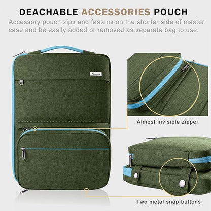 Voova Laptop Sleeve Case 13 14 Inch Compatible with MacBook Air 13 M2/3/4, MacBook Pro 13/14,13.5”Surface Laptop 4/5, 2 in 1 Waterproof Computer Bag with Detachable Accessory Pouch,Army Green
