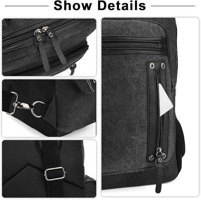 Vintage Messenger Bag, Canvas Backpack for Travel, Men's Shoulder Bag, Dual-use Bag for Hand Carry and Crossbody Carry