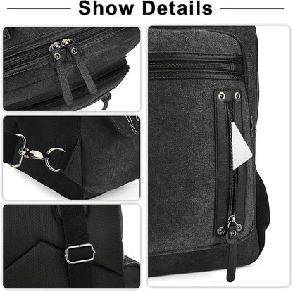 Vintage Messenger Bag, Canvas Backpack for Travel, Men's Shoulder Bag, Dual-use Bag for Hand Carry and Crossbody Carry