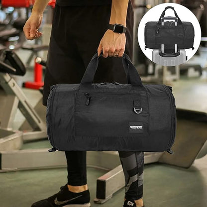Wildroad Travel Bags for Men, Gym Bag & Duffle Bag for Travel, Carry on Bag Duffel Bag 3 IN 1 Expandable Overnight Weekender Bag (Black, Large-50L+ Gym Bag)
