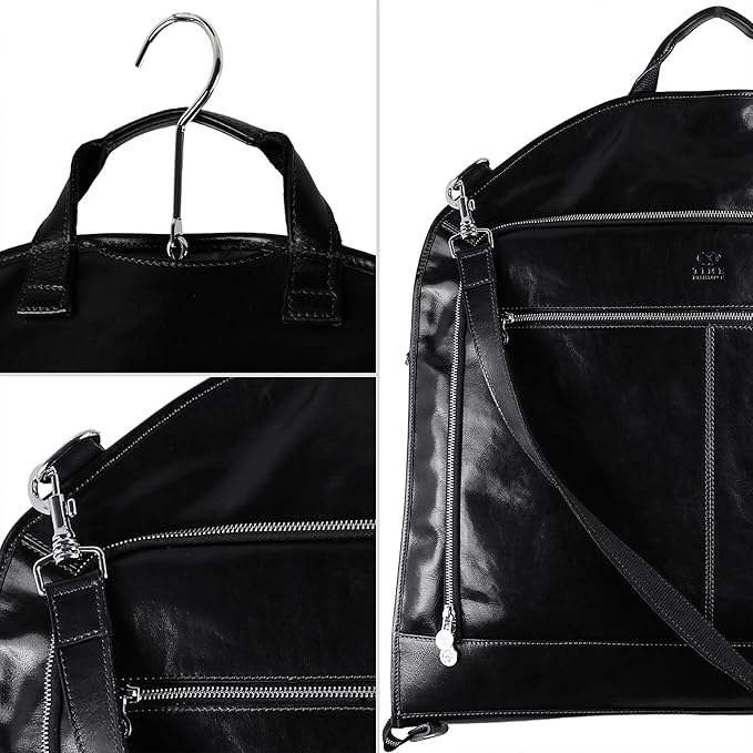 Leather Garment Bag Suit Carrier Slim Carry-on Garment Dress Protection Bag