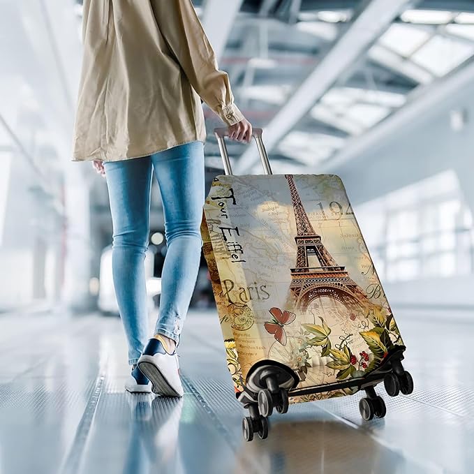 Travel Luggage Cover Suitcase Protector Fits 18-32 Inch Wheel Covers PatternedTravel Related Items Flower Luggage Protector Elastic S