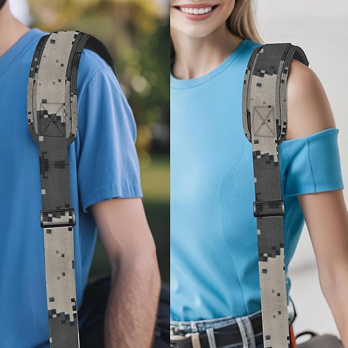 ZINZ 79.5" Universal Strap with Ultra-Thick Fixed Breathable Pad - Adjustable Heavy-Duty Shoulder Strap for Laptop, Crossbody, Luggage, Gym, Camera Bag and More,Camouflage Gray