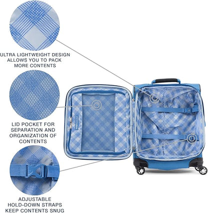 Travelpro Maxlite 5 Softside Expandable Carry on Luggage with 4 Spinner Wheels, Lightweight Suitcase, Men and Women, International, Azure Blue, Carry on 19-Inch