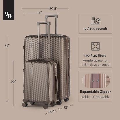 Nine West Zion 2-Piece Smart Luggage Set (20/28), Hardshell Spinners with Cup Holder & USB Port, Expandable & Scuff-Resistant Surface Chocolate Martini