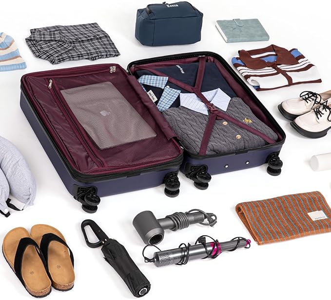 Expandable Luggage Sets 5 Piece,Suitcases with Detachable Wheels,ABS Hard Case Luggage with TSA Lock Spinner Wheels,Carry On Luggage Set