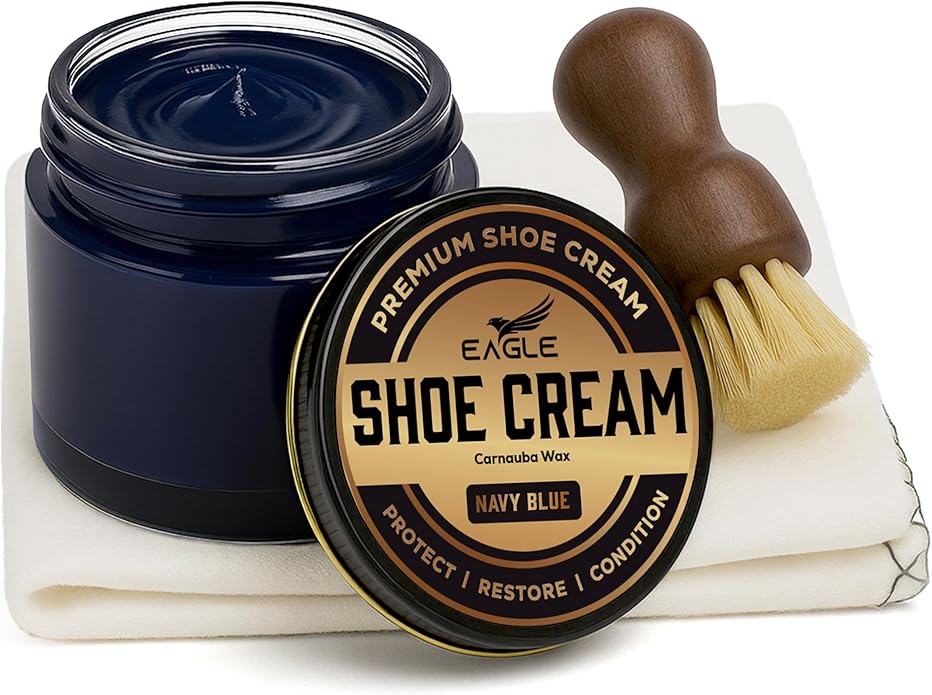 Eagle Shoe Cream Polish Kit – 3 Piece Boot & Shoe Polish with Shoe Cream, Shine Cloth & Applicator