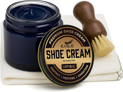 Eagle Shoe Cream Polish Kit – 3 Piece Boot & Shoe Polish with Shoe Cream, Shine Cloth & Applicator