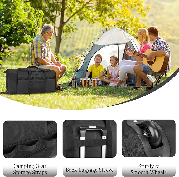 Rolling Duffle Bag with Wheels, 85L Expandable Rolling Duffel Bag for Travelling, Extra Large Foldable Carry on Travel Duffle Bag for Men