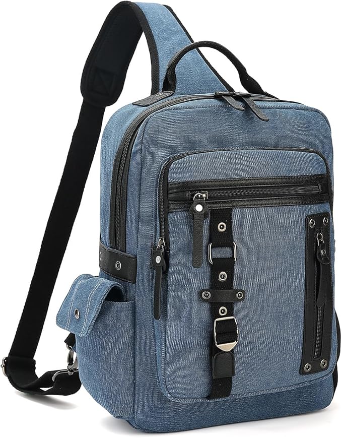 Vintage Messenger Bag, Canvas Backpack for Travel, Men's Shoulder Bag, Dual-use Bag for Hand Carry and Crossbody Carry