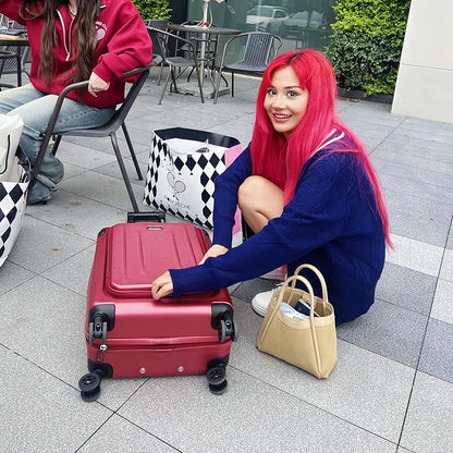 Premium Carry On Luggage, 29 Inch Top Opening Aluminum Frame Airline Approved ABS+PC Hard Shell Suitcases with Silent Wheels, TSA Lock, Front Pocket & Wet-dry Separated Six-piece set