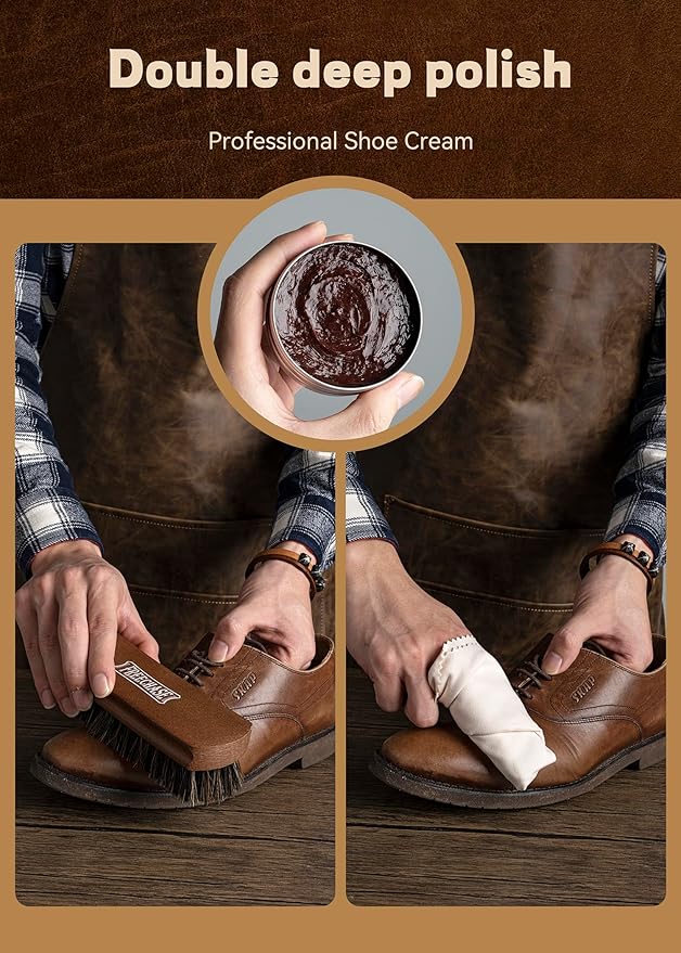 Leather Shoe Polish Kit For Men - 13 PC Shoe Shine Kit, Leather Boot Care, Shoe Care Kit As Birthday Anniversary Gift For Cool Men Women Him Her Friend Parent Husband