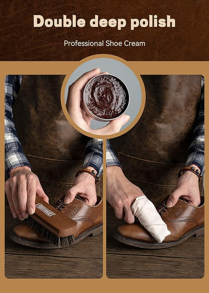 Leather Shoe Polish Kit For Men - 13 PC Shoe Shine Kit, Leather Boot Care, Shoe Care Kit As Birthday Anniversary Gift For Cool Men Women Him Her Friend Parent Husband