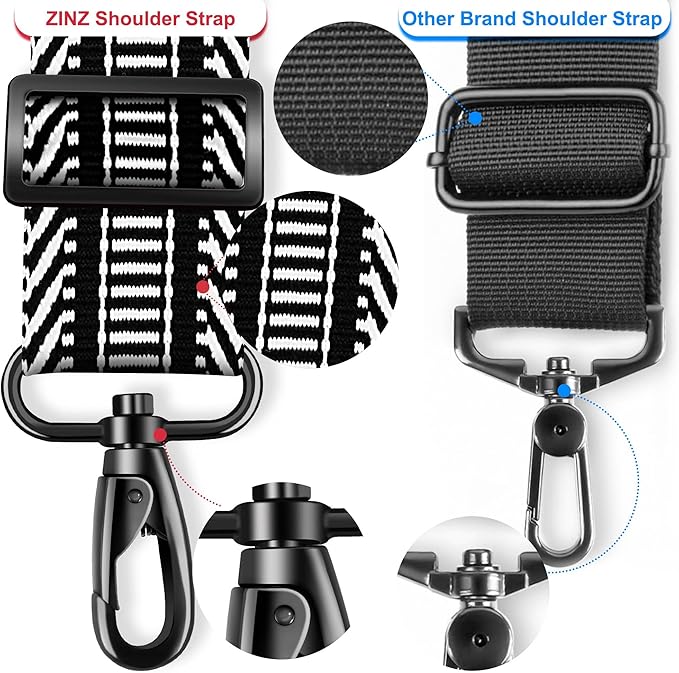 ZINZ 60" Universal Strap with Ultra-thick Fixed Breathable Pad - Adjustable Heavy-duty Shoulder Strap for Laptop, Crossbody, Luggage, Gym Bag, Camera Bag and More - TH01B03