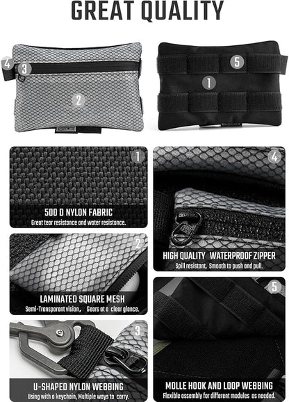 TACTICAL_GEEK Storage A5 EDC Storage Pouch Set, Multi-Purpose Molle EDC Gadget Pouch, Multi-Functional Utility Small Tool Pocket,Luggage Organiser Divider Small Pouch Organizer for Daily Carry(Black)