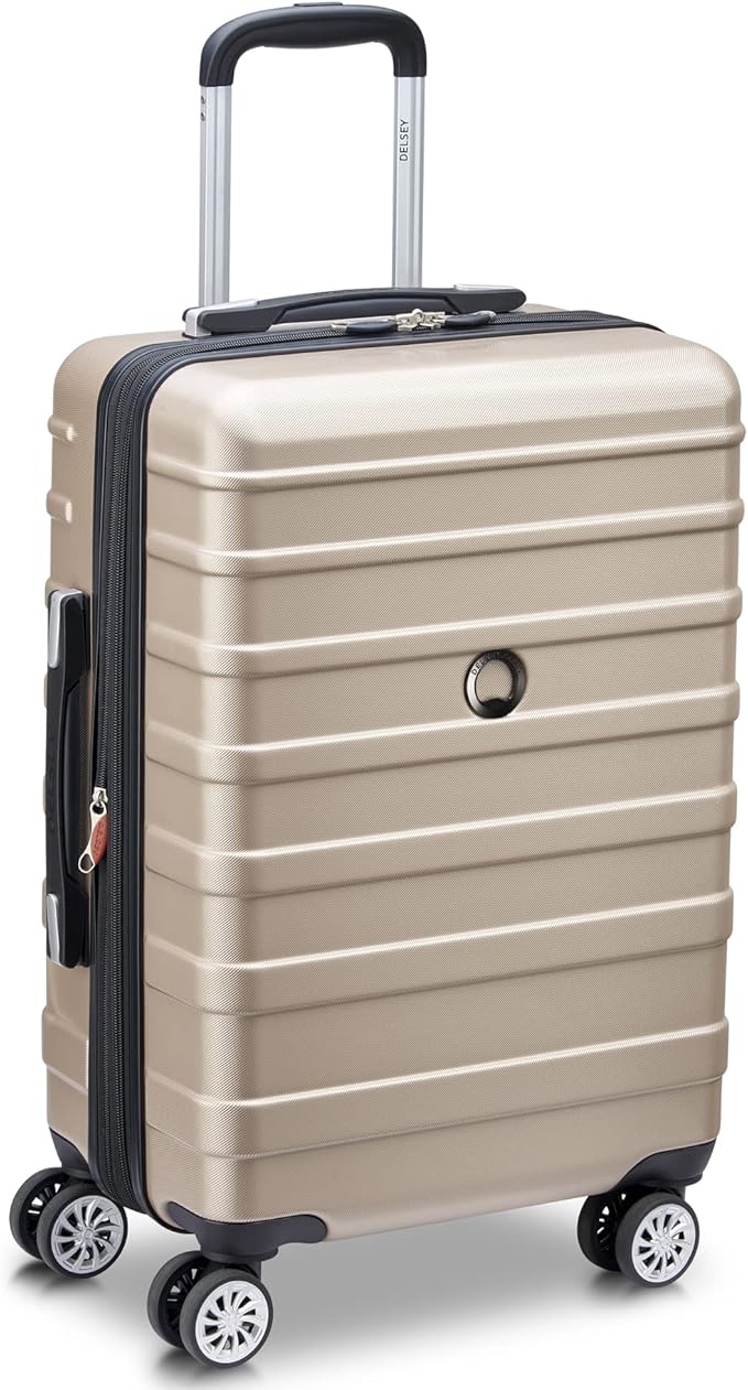 DELSEY PARIS Margot Hardside Luggage, Dual Wheel Spinners for Smooth Travel, Expandable with Spacious & Organizable compartments, Men and Women, Gold, Carry-On 20-Inch